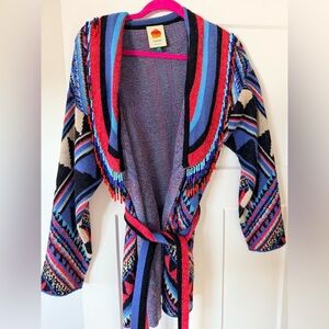 Farm Rio Aztec beaded fringe sweater